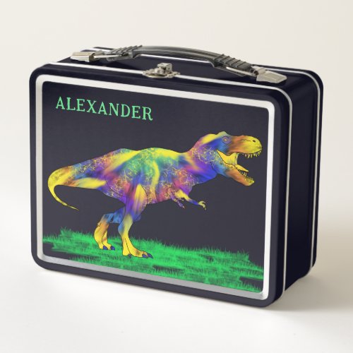 Dinosaur T Rex Personalized Name Metal Lunch Box
