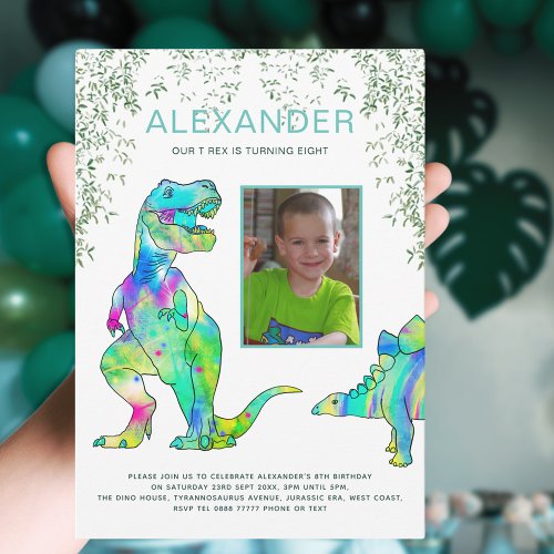 Dinosaur T Rex Photo Birthday Party Invitation