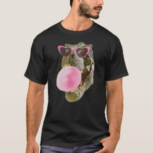 Dinosaur T-Rex Pink Bubble Gum Heart Sunglasses T-Shirt