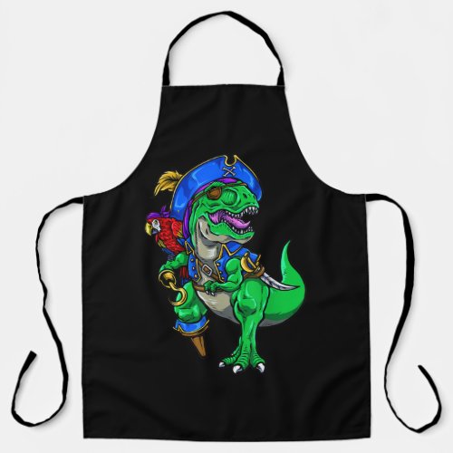 Dinosaur T Rex Pirate Jolly Roger Halloween Apron