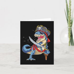 Dinosaur T Rex Pirate Jolly Roger Halloween Funny Card