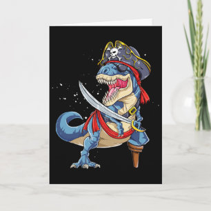 Dinosaur T Rex Pirate Jolly Roger Halloween Funny  Card