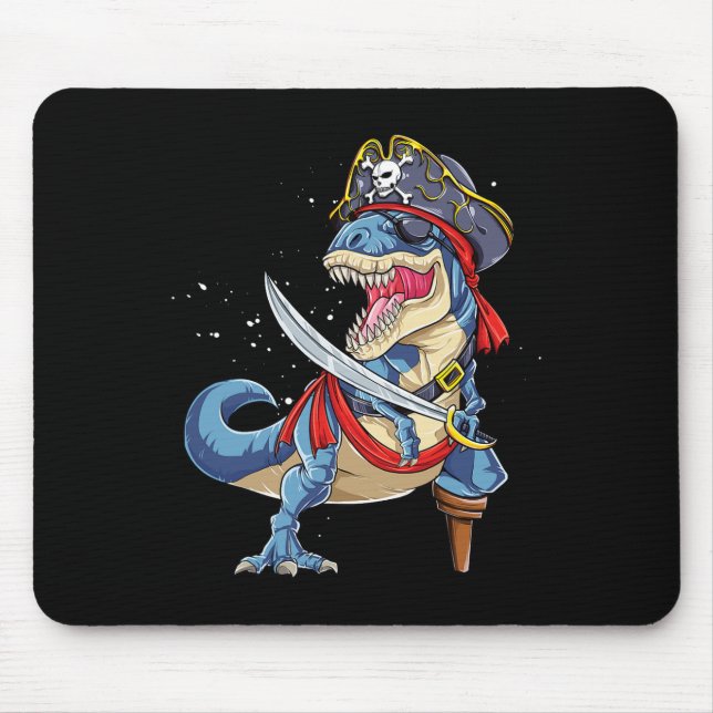 Dinosaur T Rex Pirate Jolly Roger Halloween Funny  Mouse Pad (Front)
