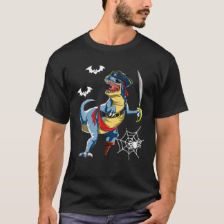 Dinosaur T Rex Pirate T Jolly Roger Halloween Gift T-Shirt