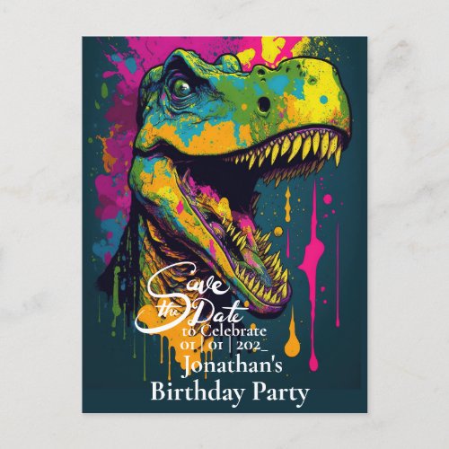 Dinosaur T_rex Prehistoric Save the date  Postcard