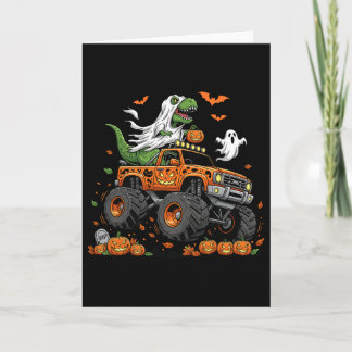 Dinosaur T-rex Riding Monster Truck Halloween Men Card