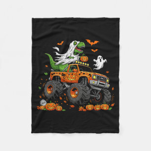 Dinosaur T-rex Riding Monster Truck Halloween Men Fleece Blanket