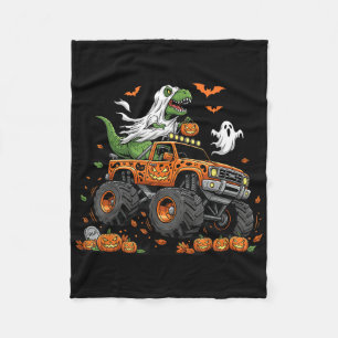 Dinosaur T-rex Riding Monster Truck Halloween Men Fleece Blanket