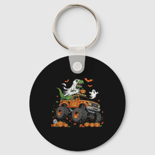 Dinosaur T-rex Riding Monster Truck Halloween Men Keychain