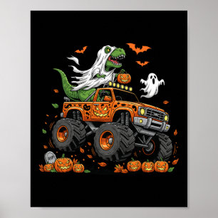 Dinosaur T-rex Riding Monster Truck Halloween Men  Poster