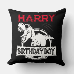 Dinosaur T Rex ROAR BIRTHDAY BOY Throw Pillow