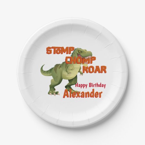 Dinosaur T_Rex Roar Birthday Paper Plates