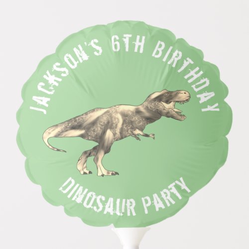 Dinosaur T Rex Roar Birthday Party Green Balloon