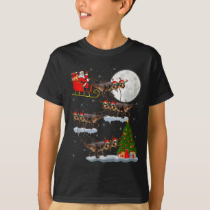 Dinosaur T-rex Santa Sleigh Flying Funny Magical C T-Shirt