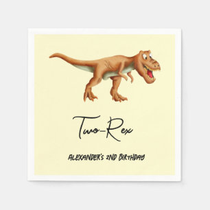 Dinosaur T Rex Second Birthday Party Napkins