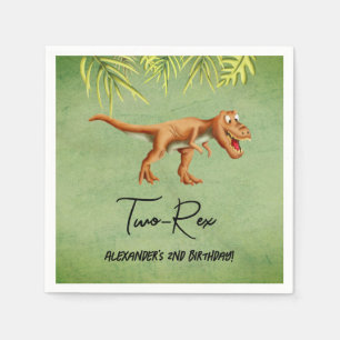 Dinosaur T Rex Second Birthday Party Napkins