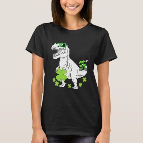 Dinosaur T Rex St Patricks Day Shamrock Leprechaun T_Shirt