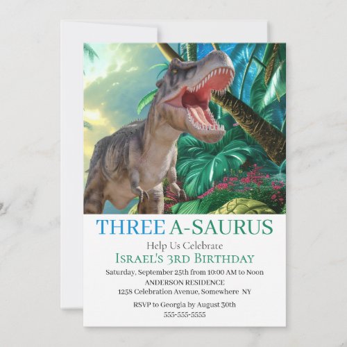 Dinosaur T_Rex Themed Jurassic World Invitation