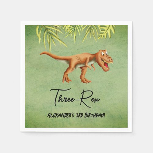 Dinosaur T Rex Thrid Birthday Party Napkins