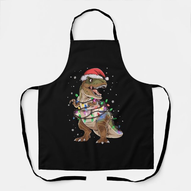 Dinosaur T-rex Tree Christmas Sweater Xmas Dino Apron (Front)