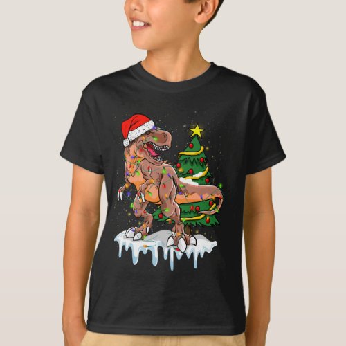 Dinosaur T_rex Tree Christmas Sweater Xmas Pet Din