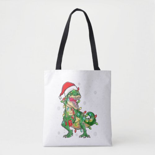 Dinosaur T Rex Tree Christmas Sweater Xmas Pet Din Tote Bag