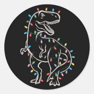 Dinosaur T-rex Tree Christmas Xmas Pet Dino Trex Classic Round Sticker