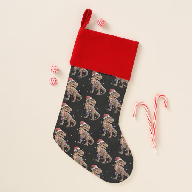 Dinosaur T-rex Tree Christmas Xmas Pet Dino Trex  Stocking (Front)