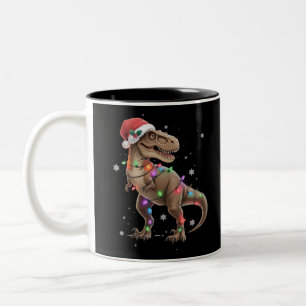 Dinosaur T-rex Tree Christmas Xmas Pet Dino Trex  Two-Tone Coffee Mug