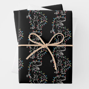 Dinosaur T-rex Tree Christmas Xmas Pet Dino Trex Wrapping Paper Sheets