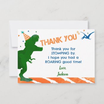 Dinosaur T-rex Trex Birthday Party Thank You Cards by SugarPlumPaperie at Zazzle