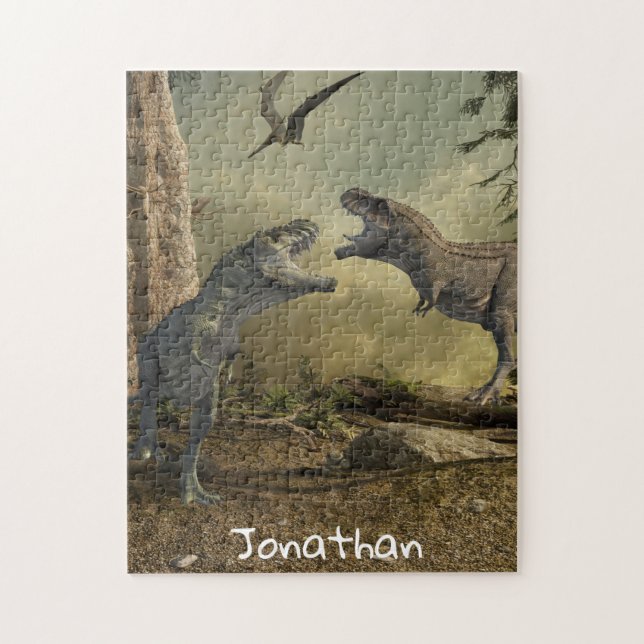 Dinosaur T-Rex Tyrannosaurus Battle Name Monogram Jigsaw Puzzle (Vertical)