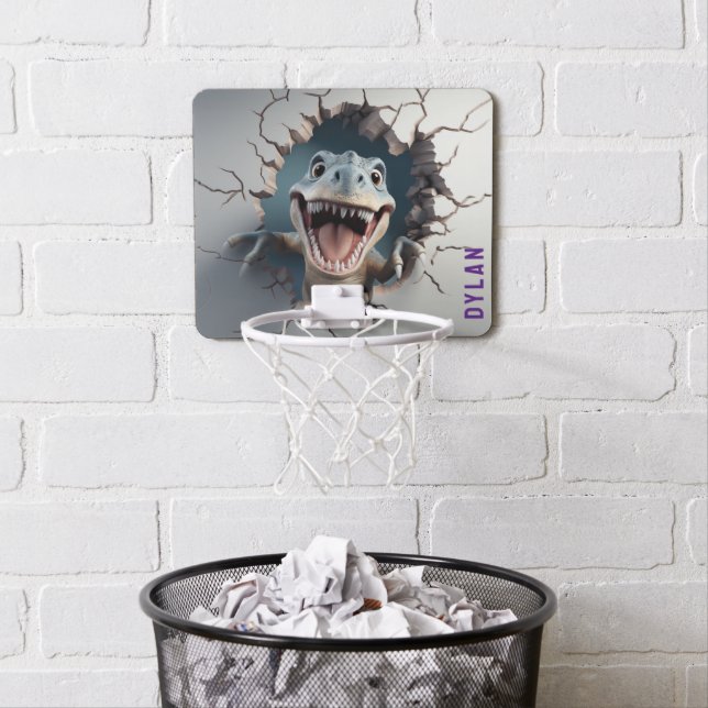 Dinosaur T-Rex Tyrannosaurus Modern 3D Kids Mini Basketball Hoop (In Situ)