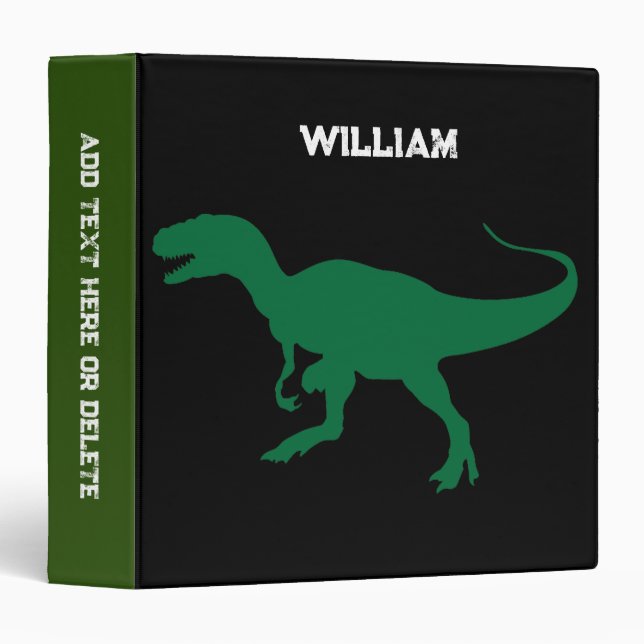 Dinosaur T-Rex Tyrannosaurus Personalized 3 Ring Binder (Front/Spine)