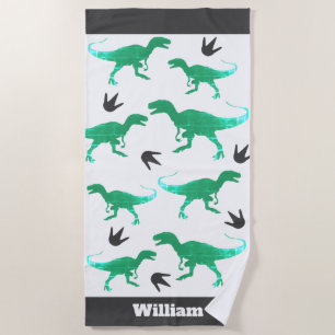 Dinosaur T-Rex Tyrannosaurus Personalized Beach Towel