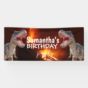 Dinosaur T Rexs Girl White Banner