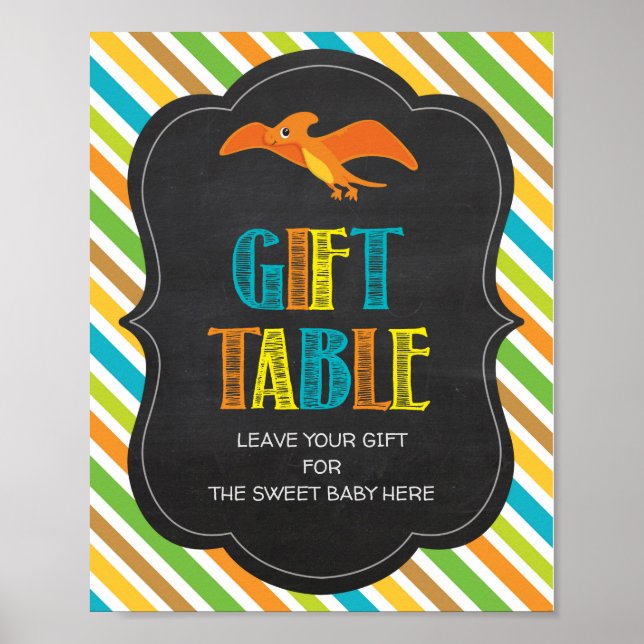 Dinosaur Table signs Baby shower (Front)