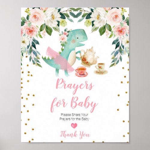 Dinosaur Tea Party Baby Shower Prayers for Baby Poster