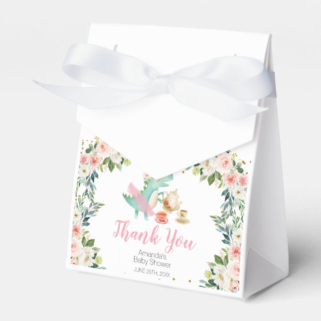Dinosaur Tea Party Birthday Baby Shower Favor Box (Front Side)