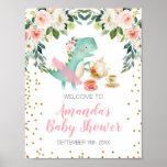 Dinosaur Tea Party Birthday Baby Shower Welcome  Poster at Zazzle