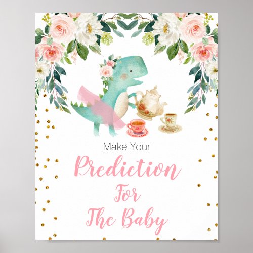 Dinosaur Tea Party Predictions for Baby Poster