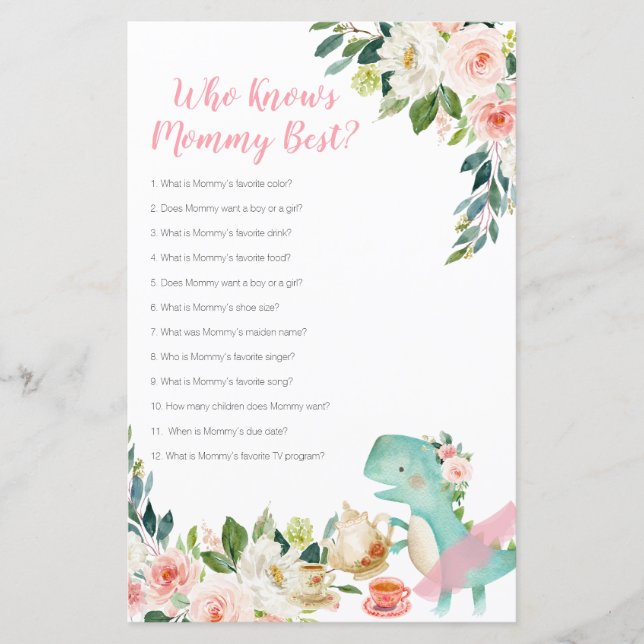 Dinosaur Tea Party Who Knows Mommy Best (Front)