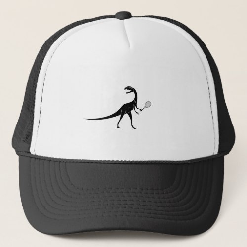 Dinosaur Tennis Player Silhouette Trucker Hat