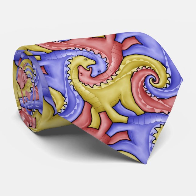 Dinosaur Tessellation Tie (Rolled)