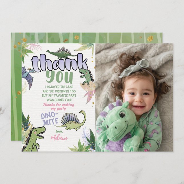 Dinosaur Thank You Card (Front/Back)