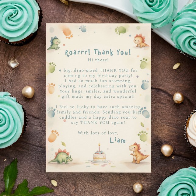 Dinosaur Thank You Card  One-a-Saurus 1st Birthday (Creator Uploaded)