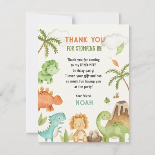 Dinosaur Thank You Cards _ Boy Birthday Party