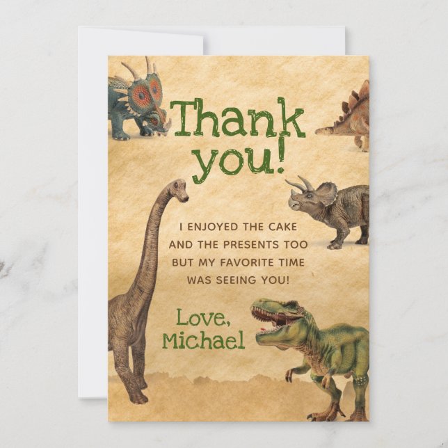 Dinosaur Thank You Cards, Thank you notes (Front)