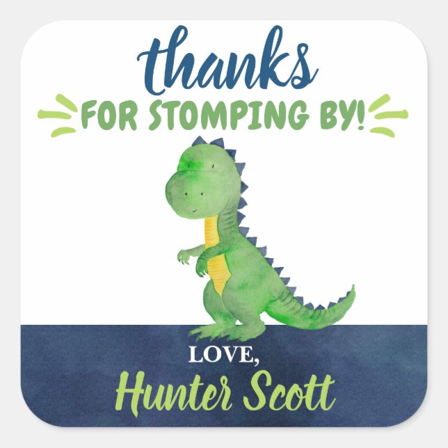 Dinosaur Thank You Favor Stickers (Front)