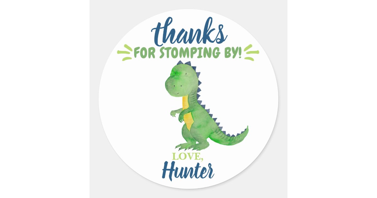 Jurassic World, Dinosaur Birthday Thank You Classic Round Sticker, Zazzle